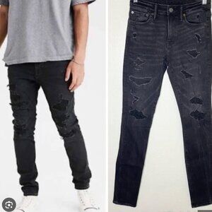 *American Eagle Outfitters Ne(X)t Level Flex Black Distressed Skinny Jeans